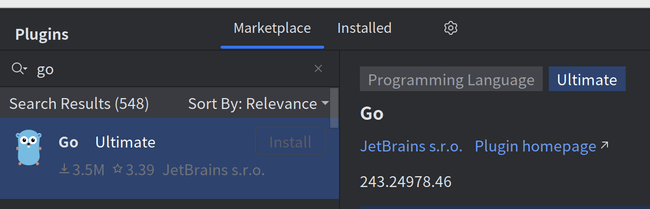 無料版Goプラグインインストール画面